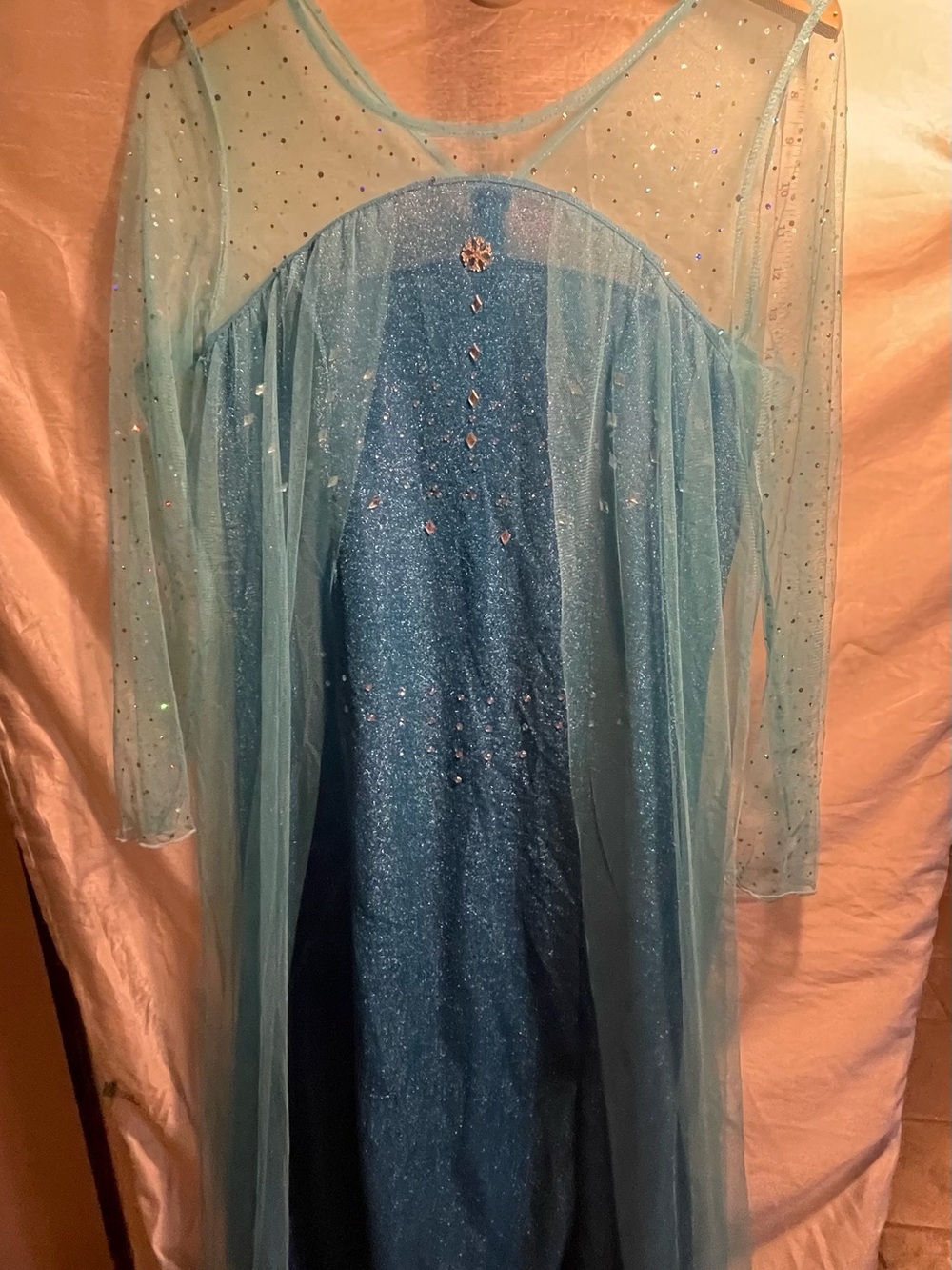 Sparkling Light Blue Evening Dress with Sheer Overlay